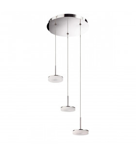Clearance - Nimbus 3 Drop Pendant 3 Light 15W LED 3000K 1350lm Polished Chrome/Frosted Acrylic 3yrs Warranty-1