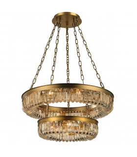 Clearance - Special Pendant 16 Light G9 Brown Brass/Amber Crystal Item Weight: 18.30kg-1