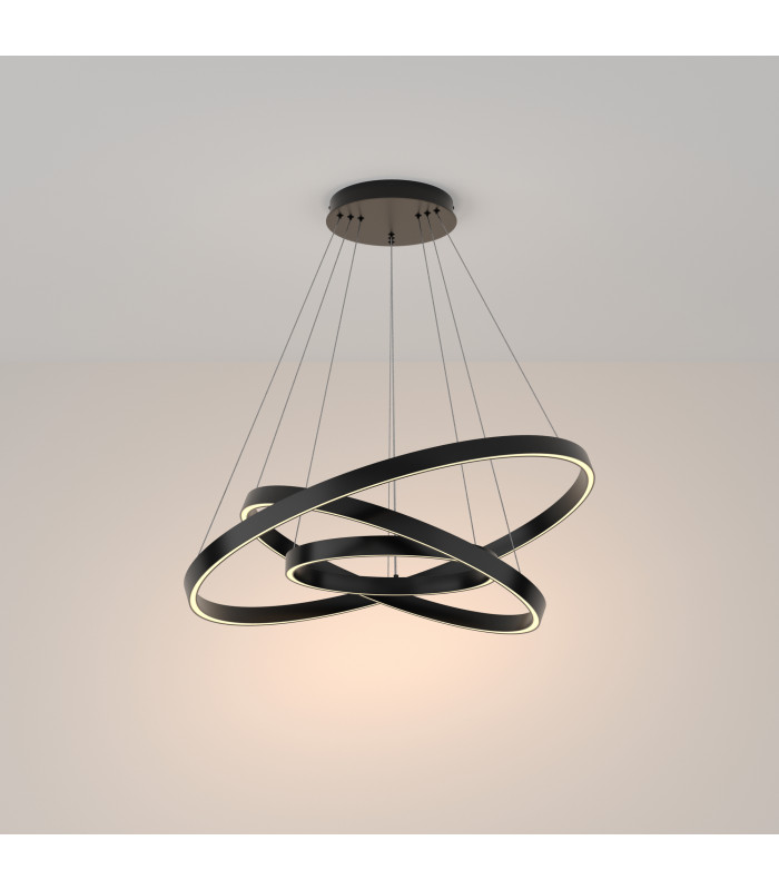 Maytoni Rim Triple Ring Modern Integrated LED Pendant Ceiling Light Black