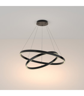 Maytoni Rim Twin Ring Modern 2 Light Integrated LED Pendant Ceiling Light Black