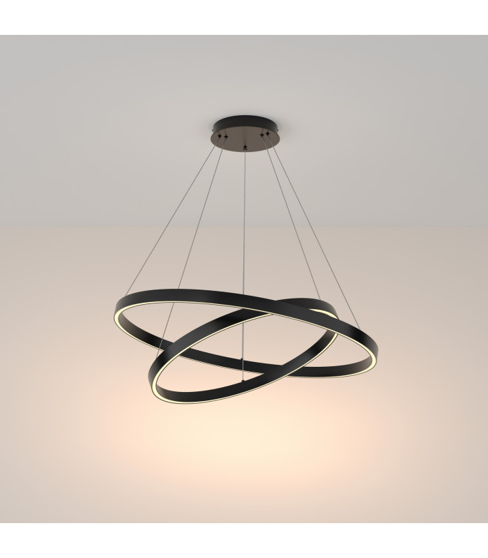 Maytoni Rim Twin Ring Modern 2 Light Integrated LED Pendant Ceiling Light Black