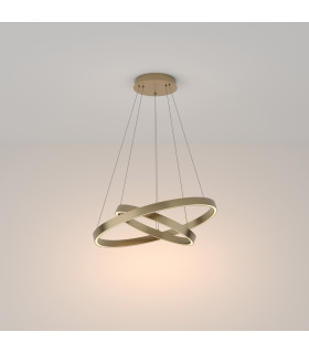Maytoni Rim Twin Ring Modern 2 Light Integrated LED Pendant Ceiling Light Brass