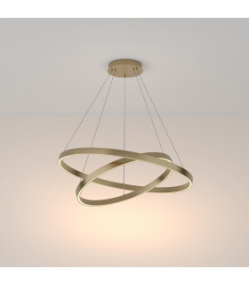 Maytoni Rim Twin Ring Modern 2 Light Integrated LED Pendant Ceiling Light Brass