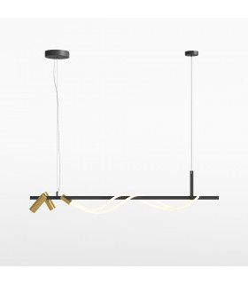 Maytoni Tau Modern Bar Pendant Ceiling Light Black, Gold Integrated LED 3000K