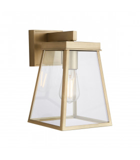 Venice Outdoor Wall Lantern Brushed Gold Clear Glass-1