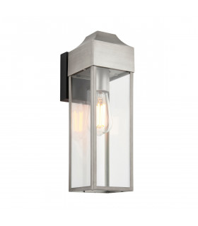 Potenza Outdoor Wall Lantern Brushed Silver Matt Black Clear Glass-1