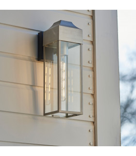 Potenza Outdoor Wall Lantern Brushed Silver Matt Black Clear Glass-2
