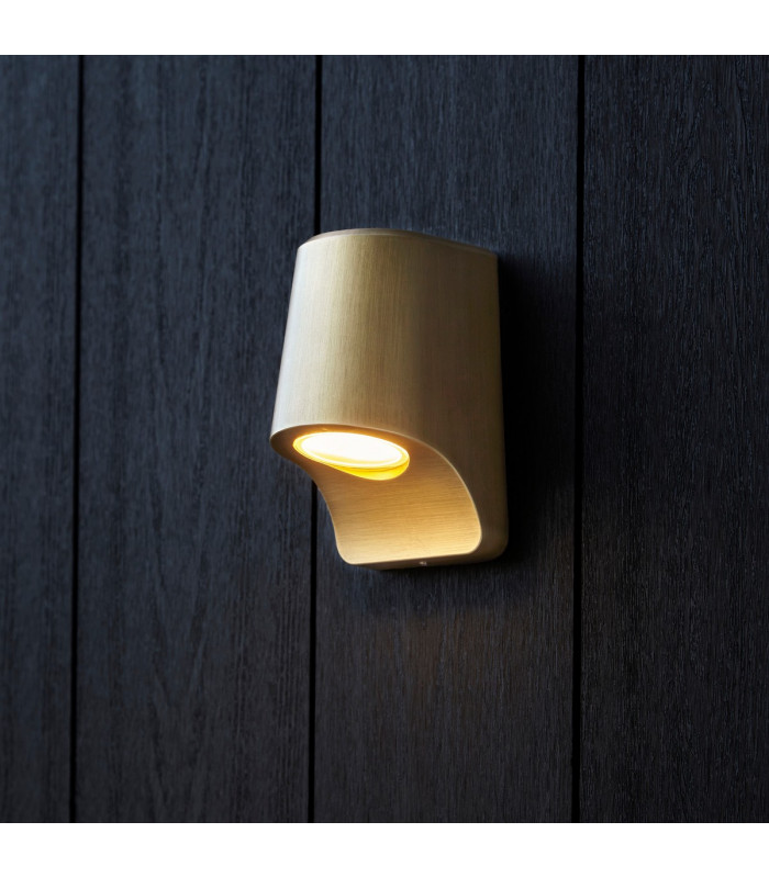 Verona Outdoor Modern Wall Lamp Brushed Gold Frosted Glass-2