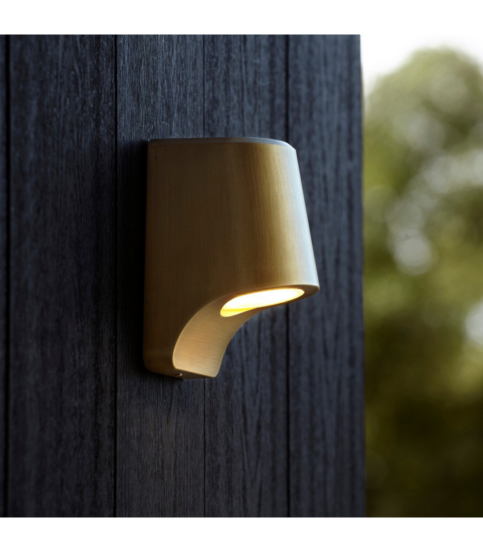 Verona Outdoor Modern Wall Lamp Brushed Gold Frosted Glass-3