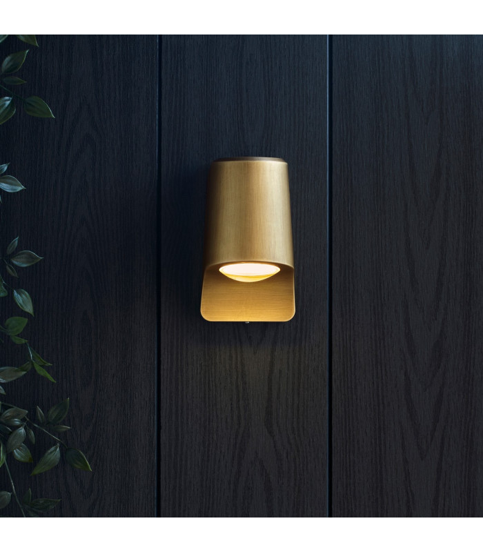 Verona Outdoor Modern Wall Lamp Brushed Gold Frosted Glass-5