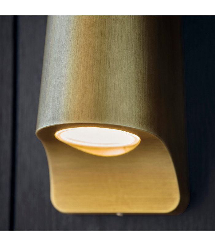 Verona Outdoor Modern Wall Lamp Brushed Gold Frosted Glass-7