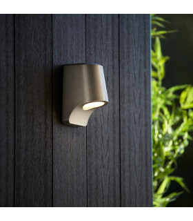 Verona Outdoor Modern Wall Lamp Brushed Silver Frosted Glass-2