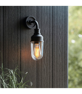 Monza Outdoor Wall Lantern Matt Black Clear Glass-2