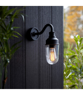 Monza Outdoor Wall Lantern Matt Black Clear Glass-2