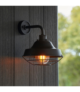 Brindisi Outdoor Dome Wall Lamp Textured Matt Black Clear Glass-2