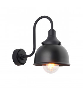 Monza Outdoor Dome Wall Lamp Textured Matt Black Clear Glass-1