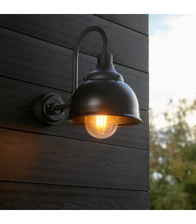Monza Outdoor Dome Wall Lamp Textured Matt Black Clear Glass-2