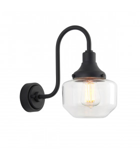 Monza Outdoor Dome Wall Lamp Matt Black Clear Glass-1
