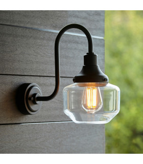 Monza Outdoor Dome Wall Lamp Matt Black Clear Glass-2