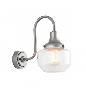 Monza Outdoor Dome Wall Lamp Brushed Silver Clear Glass-1