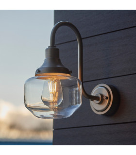 Monza Outdoor Dome Wall Lamp Brushed Silver Clear Glass-2