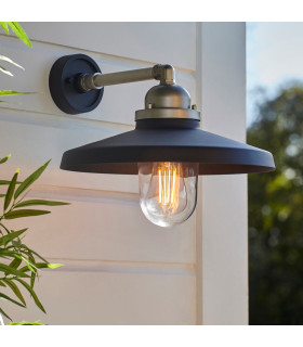 Brindisi Outdoor Dome Wall Lamp Matt Black Brushed Silver Clear Glass-2