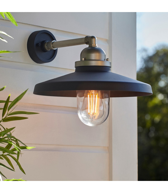 Brindisi Outdoor Dome Wall Lamp Matt Black Brushed Silver Clear Glass-2