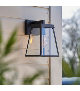 Venice Outdoor Wall Lantern Matt Black Clear Glass-2