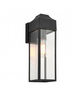Potenza Outdoor Wall Lantern Matt Black Clear Glass-1