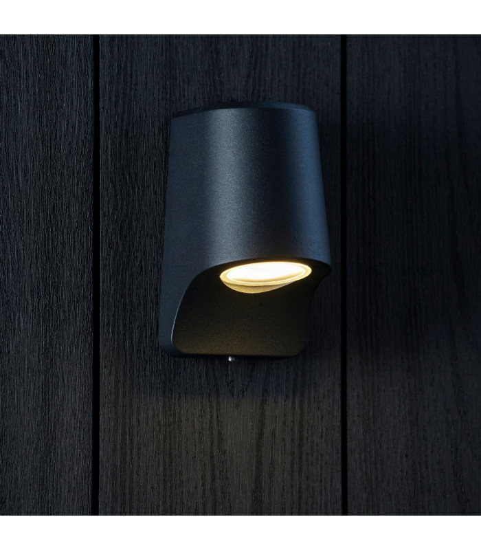 Verona Outdoor Modern Wall Lamp Matt Black Frosted Glass-2