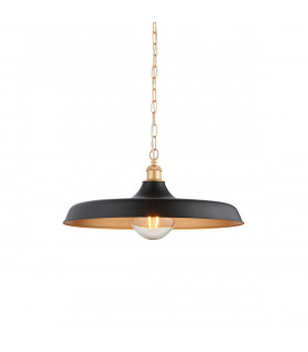 Afragola Dome Pendant Ceiling Light Matt Black Satin Gold Paint-1