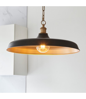 Afragola Dome Pendant Ceiling Light Matt Black Satin Gold Paint-2