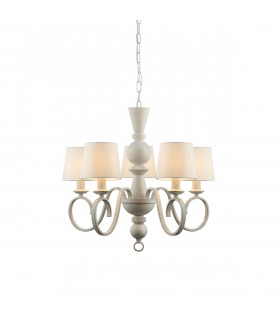 Foligno Multi Arm Pendant Ceiling Light Distressed White Vintage White Fabric-1
