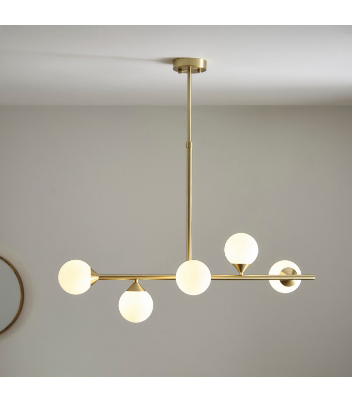 Grosseto Batten Satin Brass Plate Gloss White Glass-2