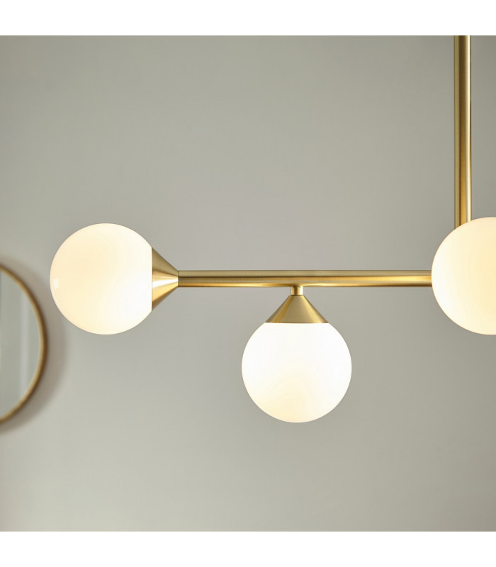 Grosseto Batten Satin Brass Plate Gloss White Glass-6