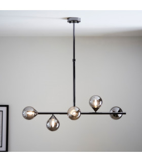 Grosseto Bar Pendant Ceiling Light Black Chrome Plate Smoked Mirror Glass-2