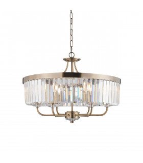 Ascoli Pendant Ceiling Light Antique Brass Plate Clear Cut Glass-1