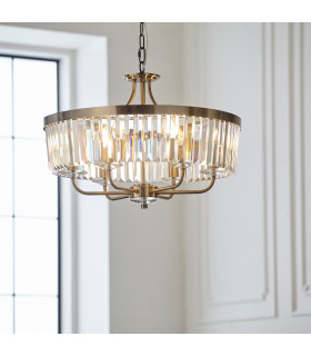 Ascoli Pendant Ceiling Light Antique Brass Plate Clear Cut Glass-2