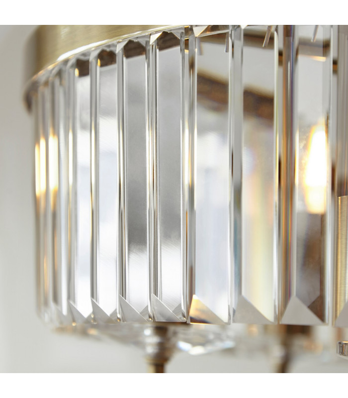 Ascoli Pendant Ceiling Light Antique Brass Plate Clear Cut Glass-7