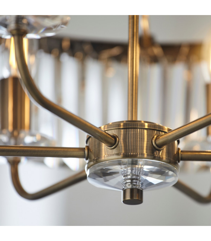 Ascoli Pendant Ceiling Light Antique Brass Plate Clear Cut Glass-8