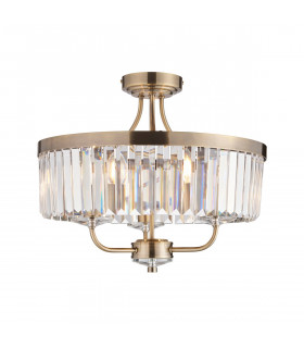 Ascoli Ceiling Light Antique Brass Plate Clear Cut Glass-1