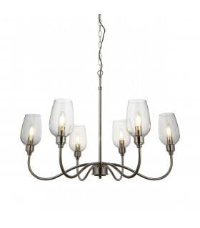 Livorno Multi Arm Pendant Ceiling Light Bright Nickel Plate Clear Glass-1