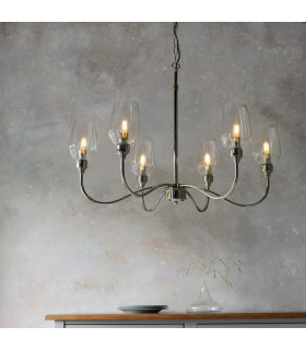 Livorno Multi Arm Pendant Ceiling Light Bright Nickel Plate Clear Glass-2