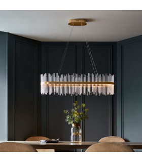 Trapani Bar Pendant Ceiling Light Brushed Gold Plated Clear Glass-2
