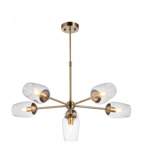 Livorno Multi Arm Pendant Ceiling Light Antique Brass Plate Clear Glass-1