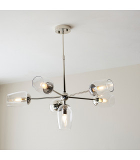 Livorno Multi Arm Pendant Ceiling Light Bright Nickel Plate Clear Glass-2