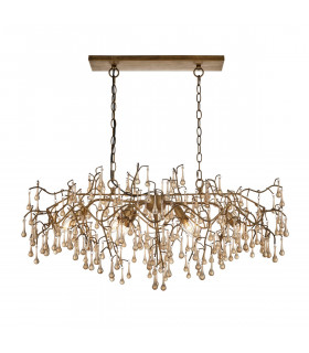 Rimini Pendant Ceiling Light Aged Gold Paint Champagne Lustre Glass-1