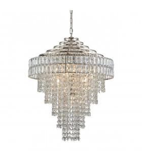 Aversa Pendant Ceiling Light Bright Nickel Plate Clear Crystal Glass-1