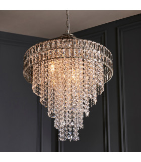Aversa Pendant Ceiling Light Bright Nickel Plate Clear Crystal Glass-2