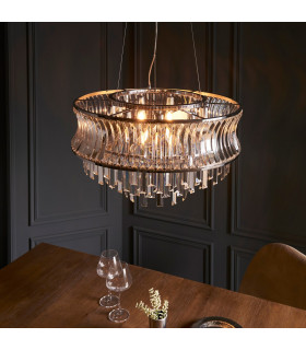 Vittoria Pendant Ceiling Light Bright Nickel Plate Crystal And Clear Glass-2